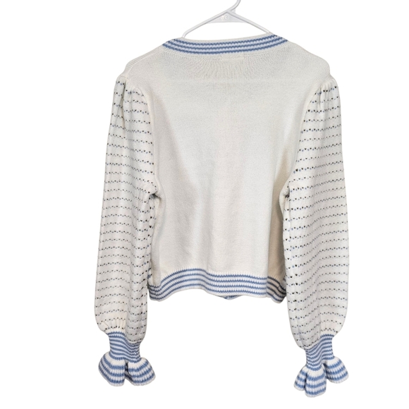 Sunday Up Button Up Cottagecore Floral Soft Girl Bell Sleeve Cardigan Sweater - Picture 3 of 9